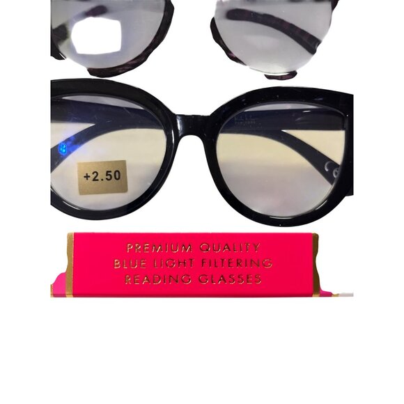 Nicole Miller Reading Glasses Blue Light 2 Pair +2.50 Black Tortoise - Picture 13 of 15